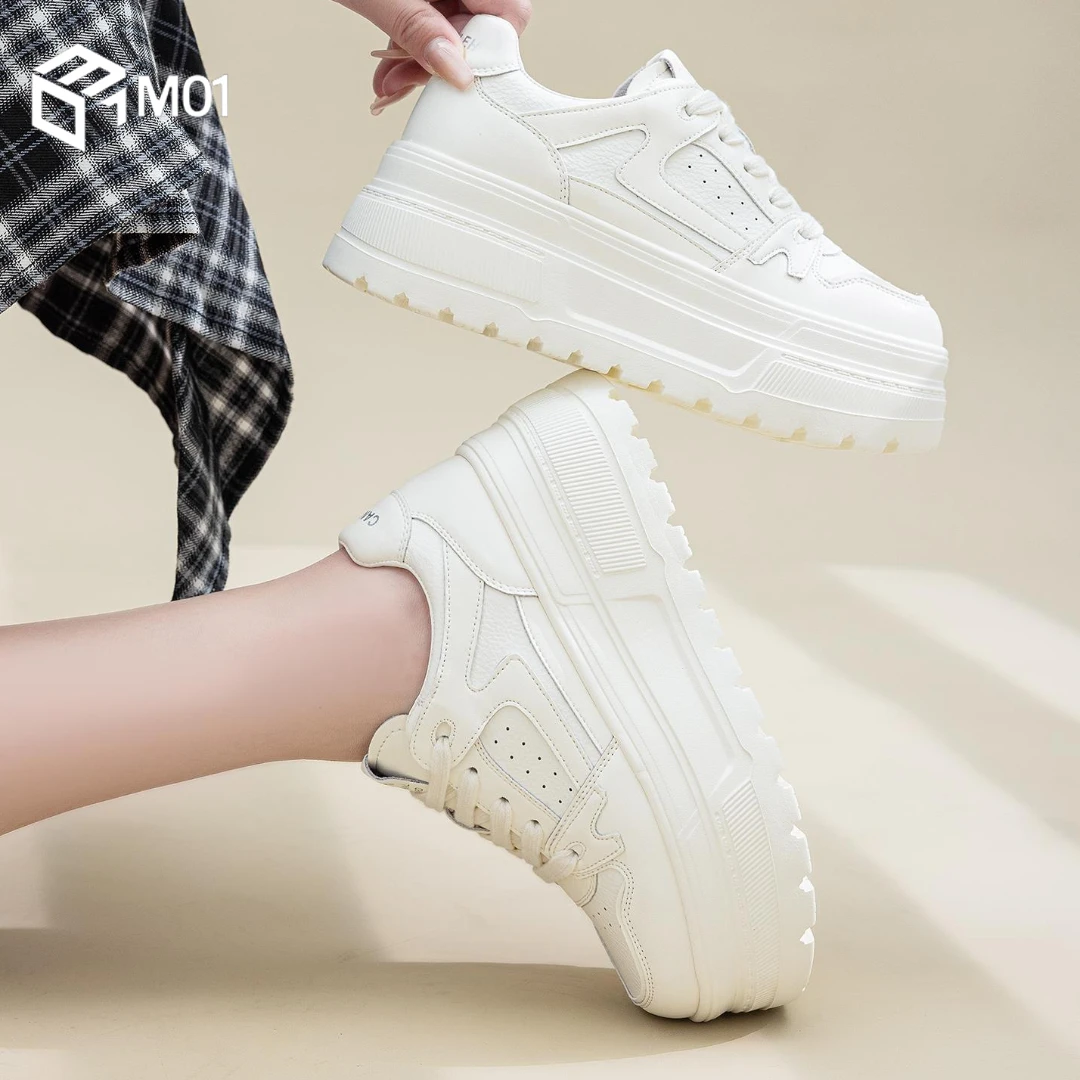 M01厚底增高6cm板鞋女2025秋季新款透气适合穿搭的休闲小白鞋女