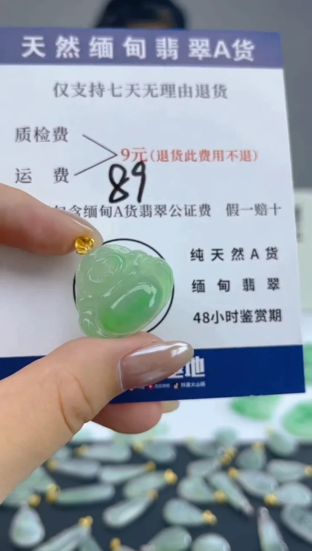 颈饰18K金镶嵌翡翠天然A货翡翠