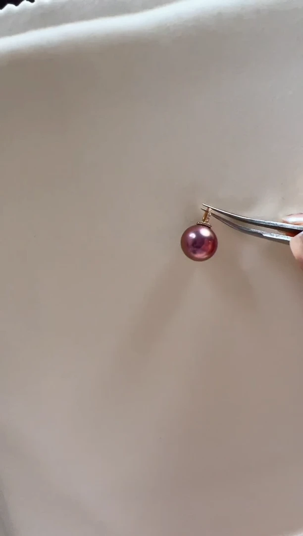 18K金镶嵌淡水珍珠DA 紫珠吊坠 xb031 12-13