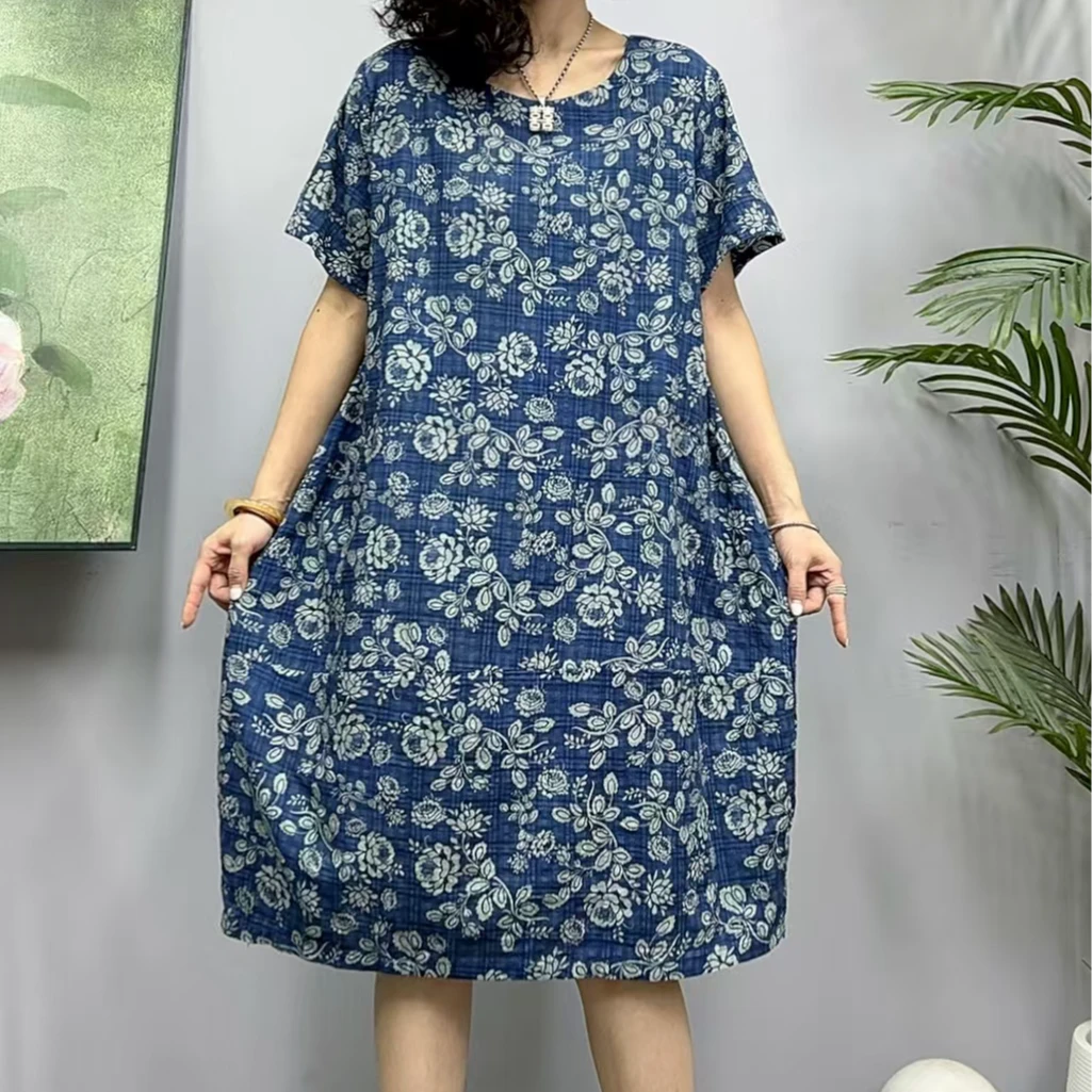 11362新款夏季小个子优雅减龄宽松复古碎花连衣裙