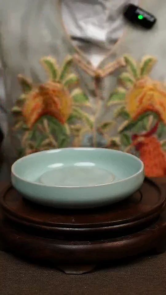 瓷片天青色手工壶承 干炮台 微瑕 不带礼盒