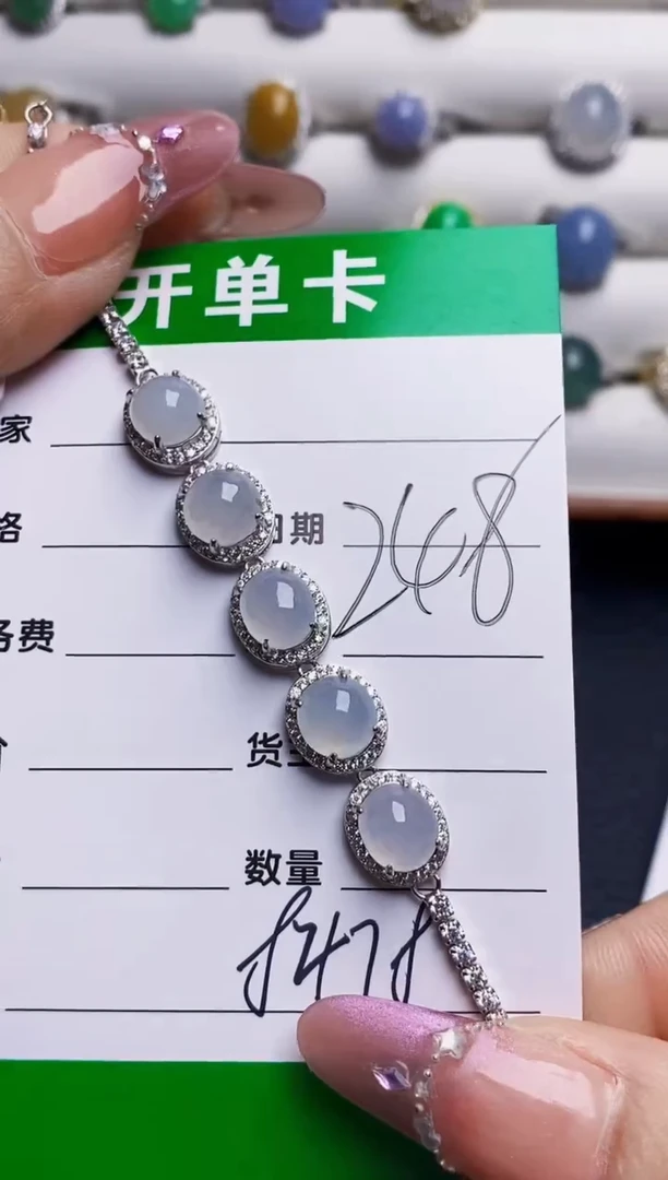 银S925镶嵌戒指翡翠栀*花8478