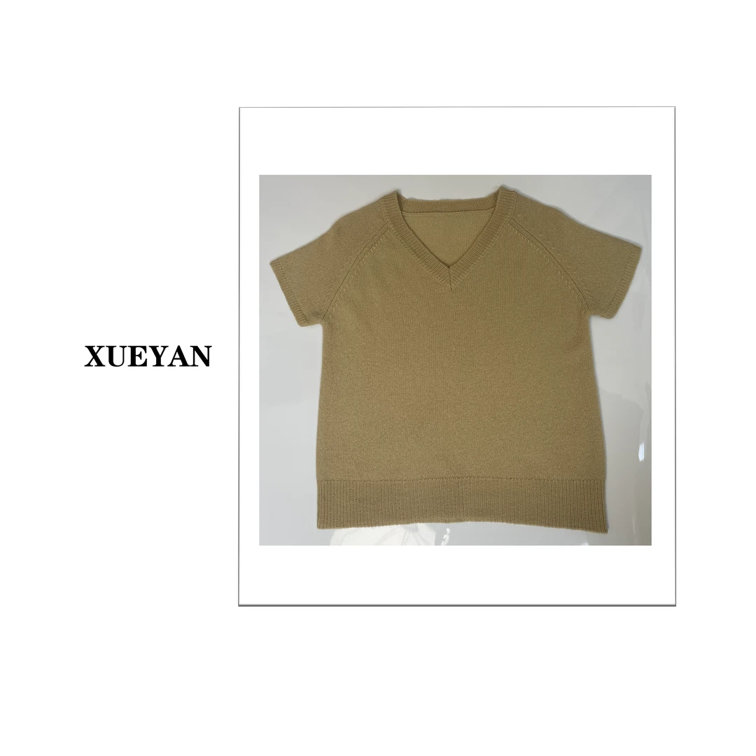 女士修身纯色秋冬V领短袖时尚休闲百搭款