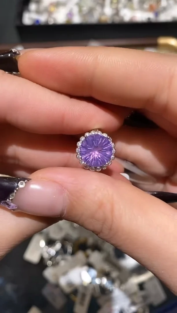 银S925镶嵌戒指紫晶楚楚珠宝中古甄选不退换
