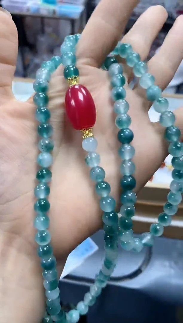 未镶嵌颈饰玛瑙/玉髓冰飘花项链