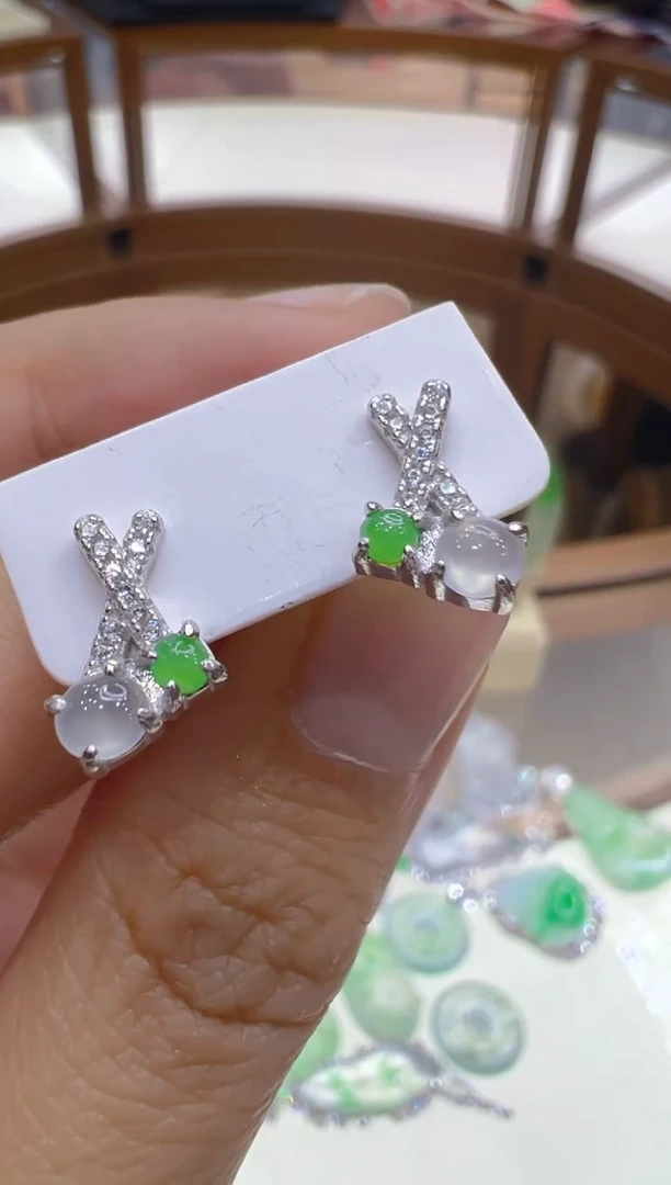 银S925镶嵌翡翠耳饰多样性团购发一件