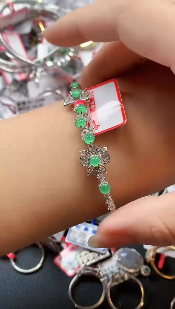 银S925镶嵌戒指翡翠天然A货缅甸翡翠