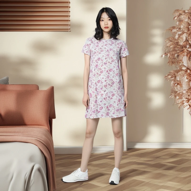 2025新款爆款夏季纯棉睡衣居家服纯棉短袖网红爆款中长款连衣裙