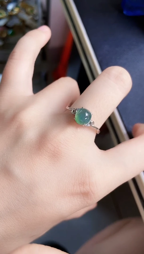 翡翠戒指银S925镶嵌56898