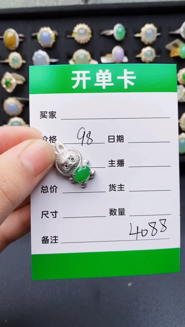 翡翠银S925镶嵌颈饰4088
