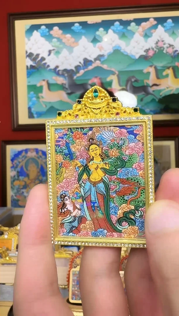 吊坠文老师-热贡纯手绘周毛