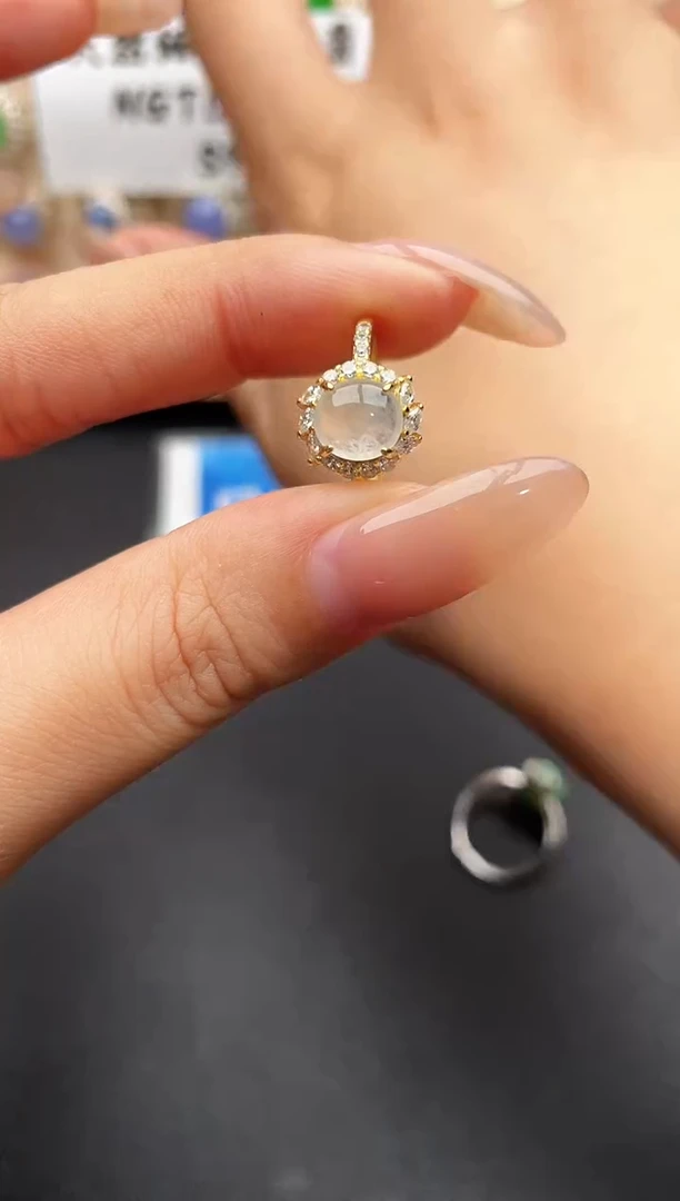 银S925镶嵌戒指翡翠一物一证一礼盒