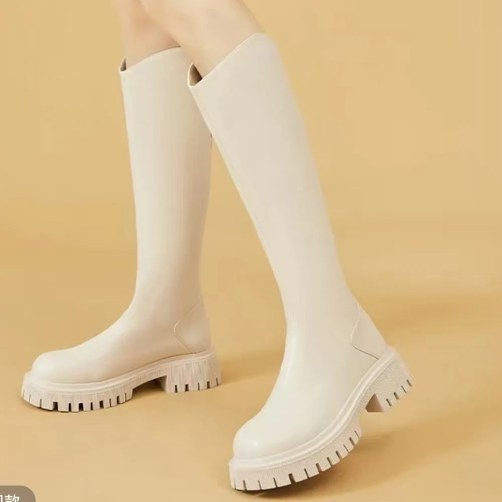 【璐瑶优选】新款圆头粗跟舒适厚底不累脚百搭款长款女靴950-1A