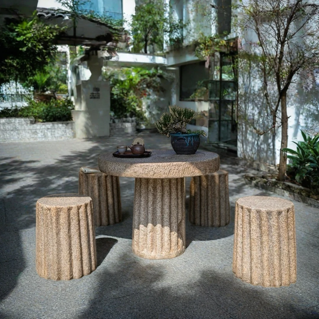 昇岩户外庭院桌凳别墅民宿院子造景布置仿石头石桌石凳户外