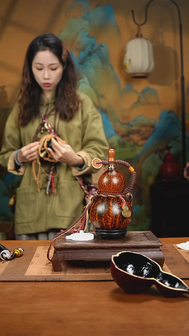 YB084简约藏绳款大漆酒葫芦（一物一拍）