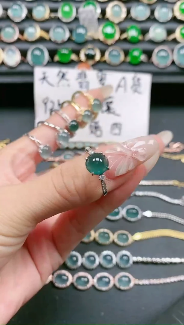 翡翠戒指银S925镶嵌1111