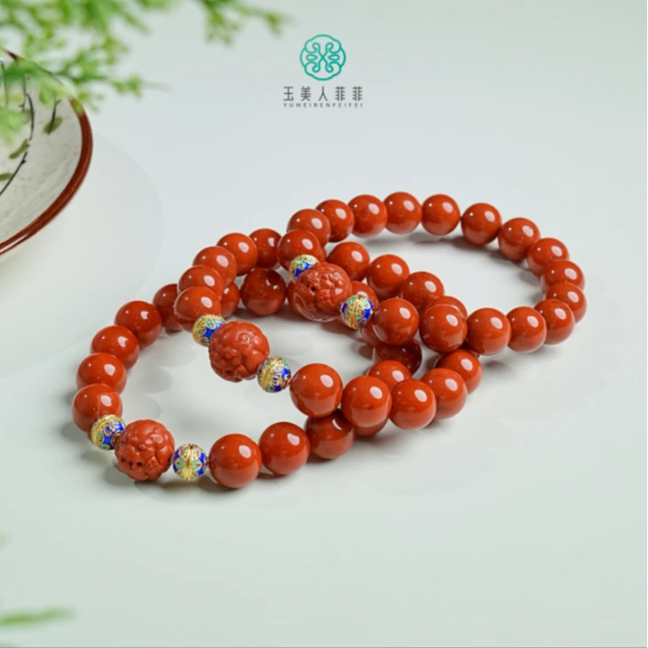 石惑珠宝·南红玛瑙单圈-圆珠配貔貅圆珠约11mm#多样性发一