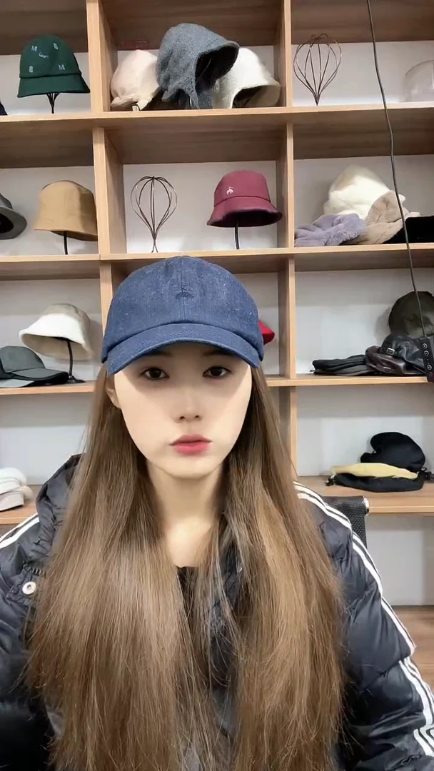 头层牛皮革小羊棒球帽牛仔蓝