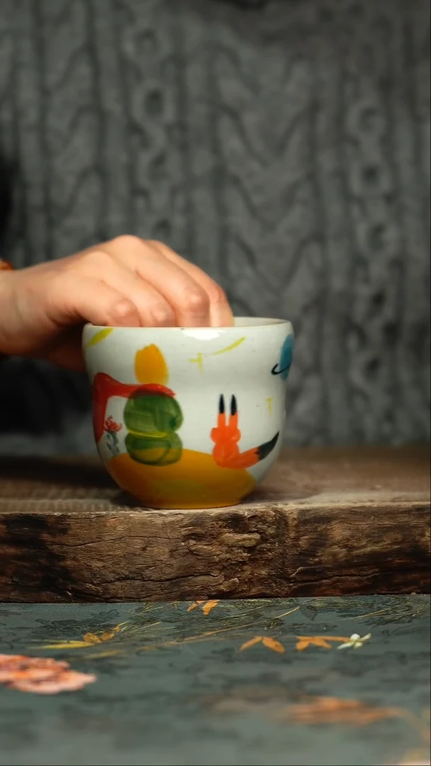 【闪购商品】杯釉下彩手工手绘同款陶器