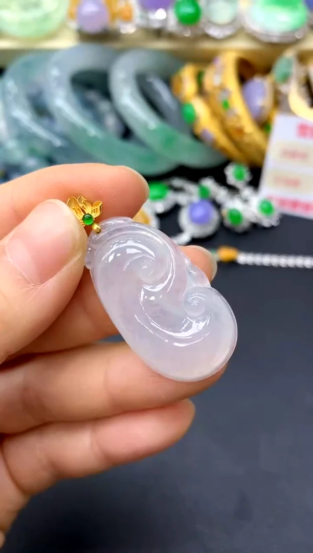 颈饰18K金镶嵌翡翠299-中国好珍宝