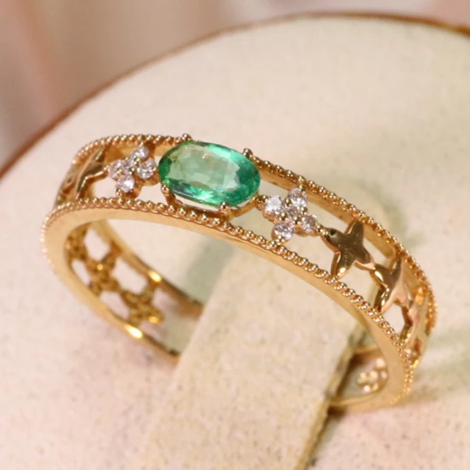 天然祖母绿戒指18K高端