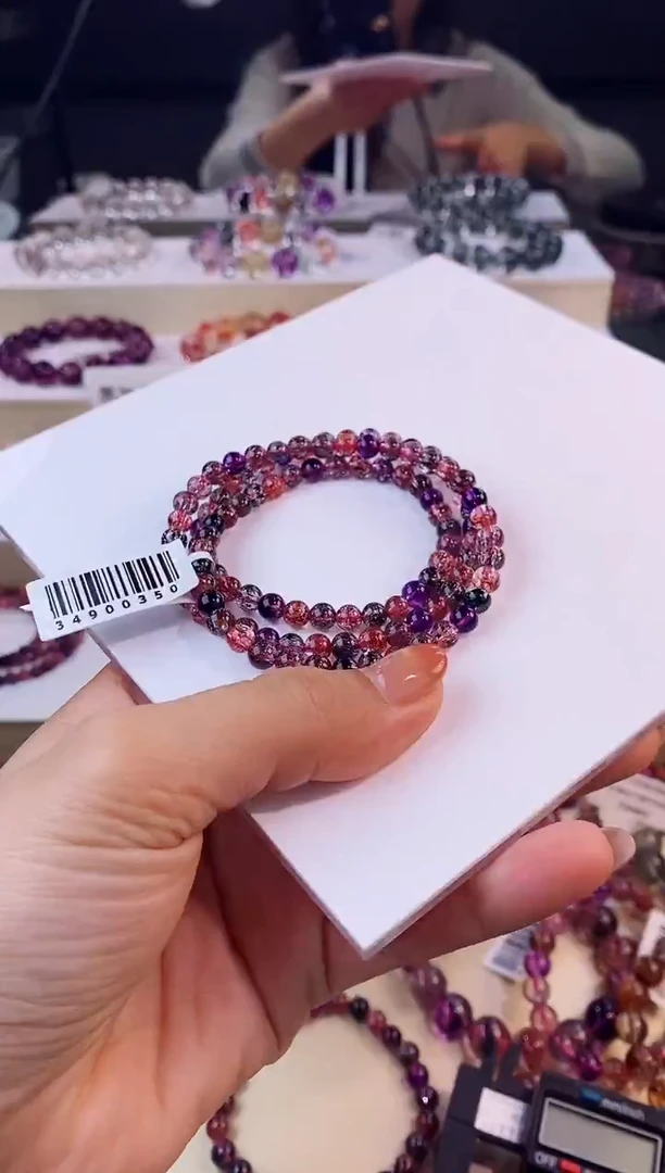 未镶嵌手链水晶黑加仑超七多圈5m+