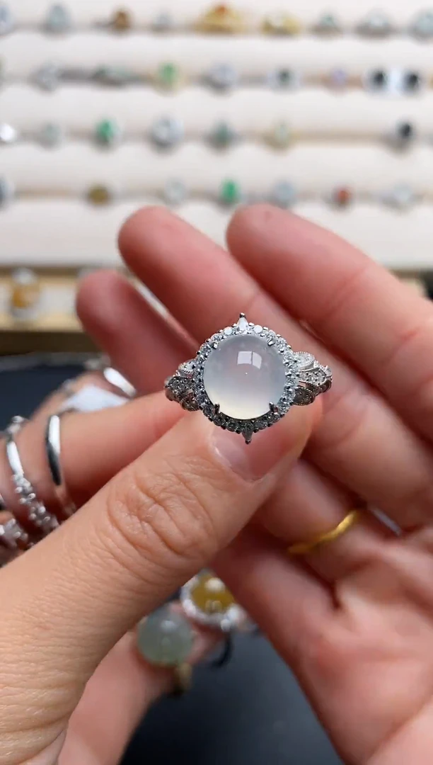 银S925镶嵌戒指翡翠555555+2