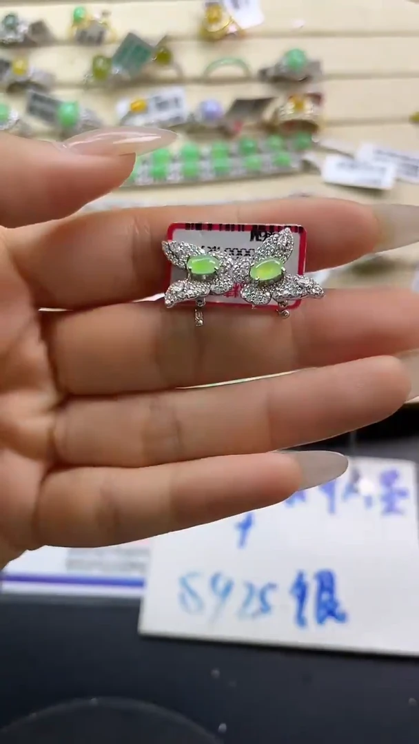 银S925镶嵌戒指翡翠翡翠 蛋面 银S925镶嵌