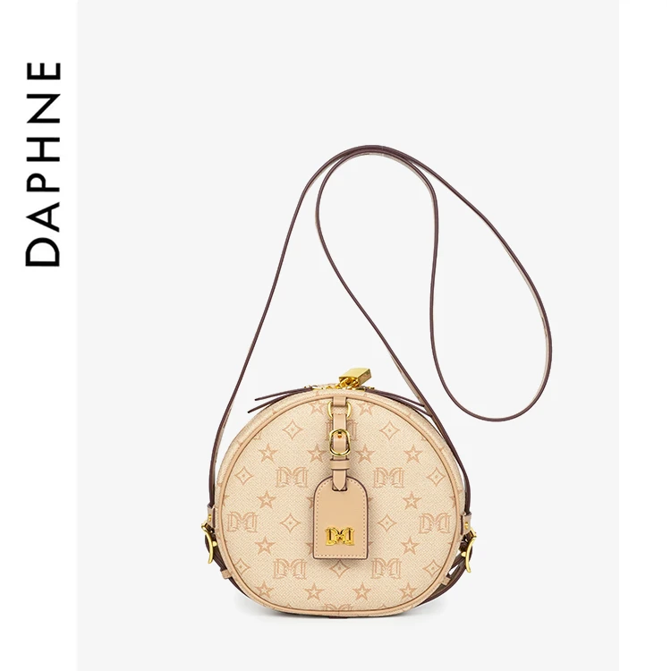 达芙妮Daphne时尚百搭印花经典小圆饼包斜挎包10309