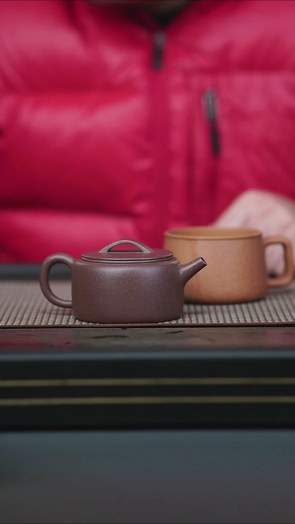 茶壶紫砂肉**.微瑕半手粗砂天青汉瓦150cc