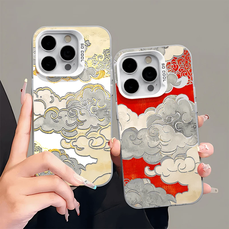 花边祥云适用苹果华为荣耀OPPO/VIVO彩银小米/IQOO一加小众手机壳