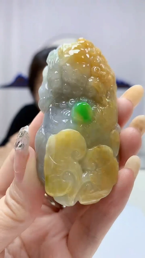 定制翡翠未镶嵌4902DD-毛货挂件赠底座89