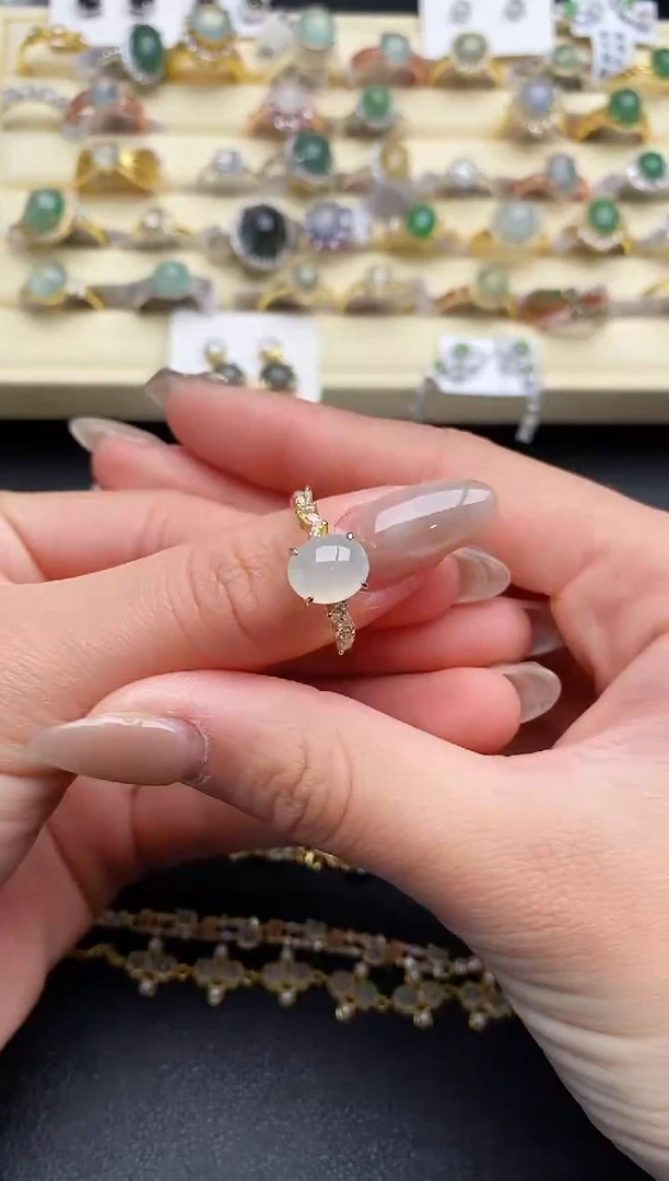 【闪购商品】翡翠戒指银S925镶嵌44444444+9