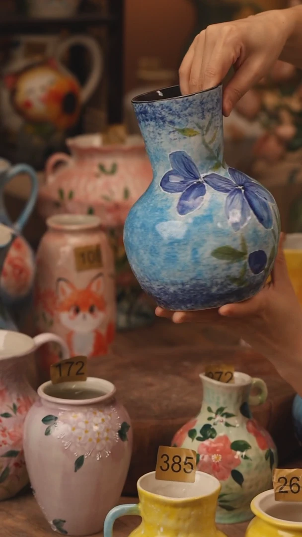 陶瓷431景德镇设计师手作花器摆件侘寂风