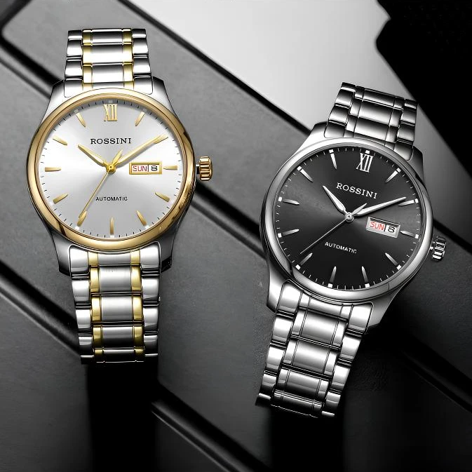 罗西尼手表男士机械表夜光系列全自动腕表进口机芯日历经典商务