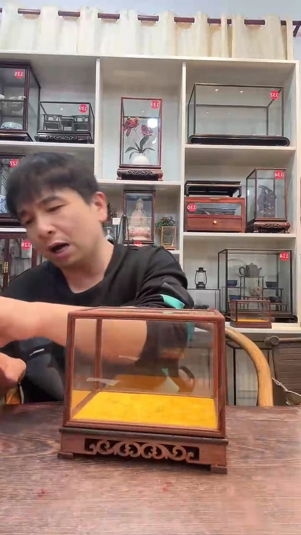 【闪购商品】红酸枝木类木艺玻璃罩505