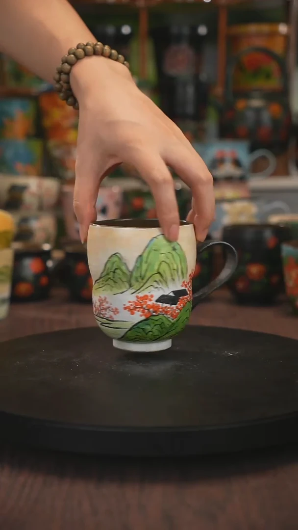 紫砂油画手绘釉下彩