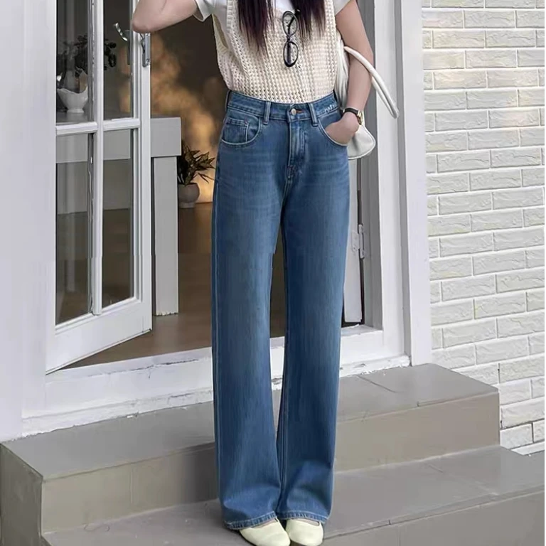 SU【390】代83 愫卿  MWMA新款高腰显瘦牛仔裤蓝色宽松直筒裤~