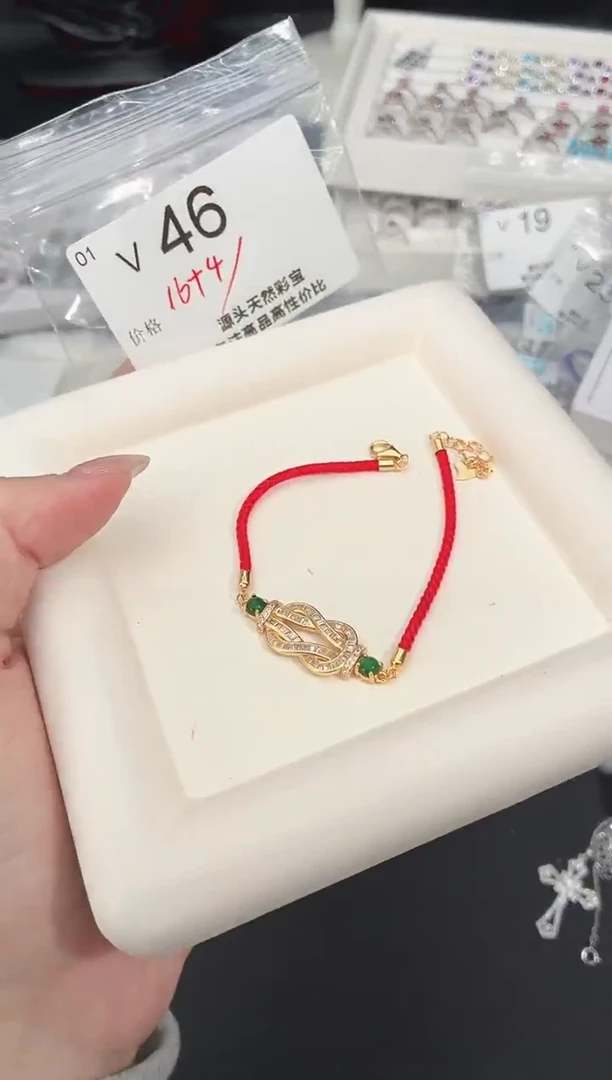 银S925镶嵌手链翡翠多样性发一V46