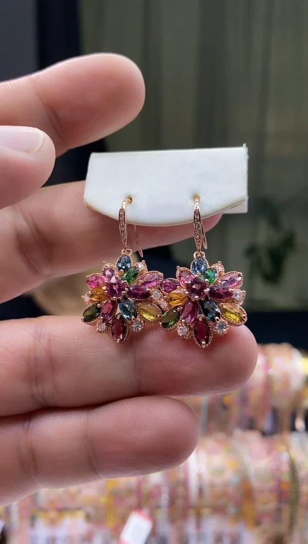 【闪购商品】碧玺耳钩银S925镶嵌33254354354354