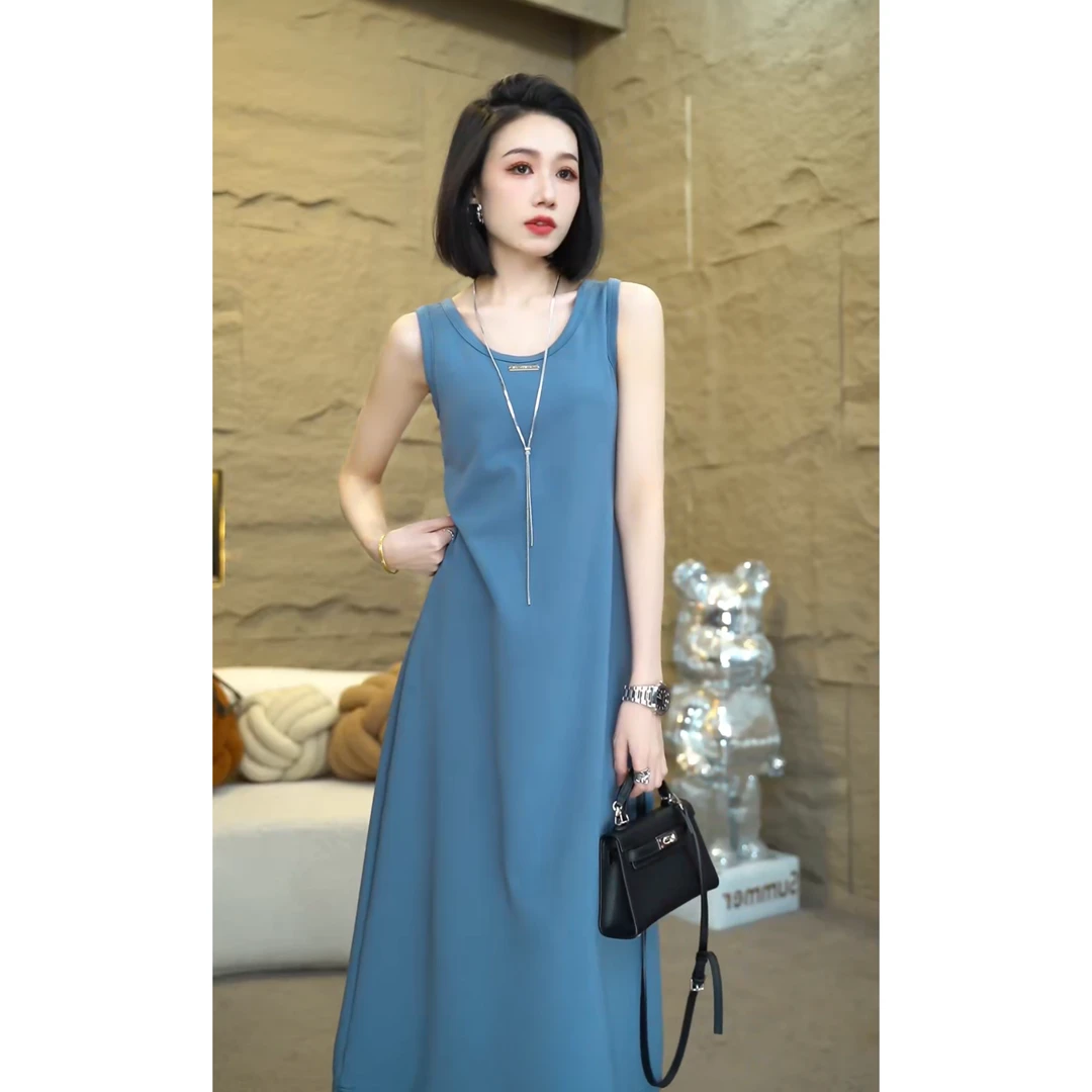 欧颍昇2025春夏法式漂亮衣服通勤风女装高级感背心款连衣裙子7211