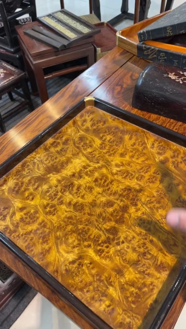 【闪购商品】木金s楠铜包角大方茶盘31*31