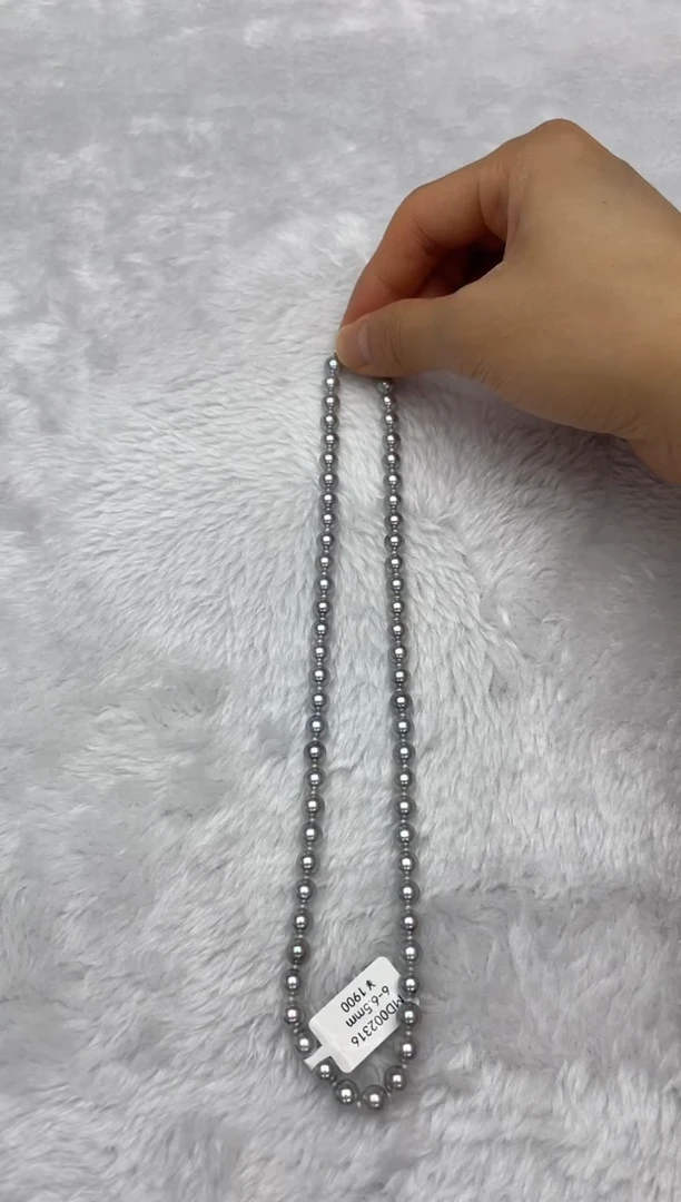 项链银S925镶嵌海水珍珠AK真多麻6-6.5mm