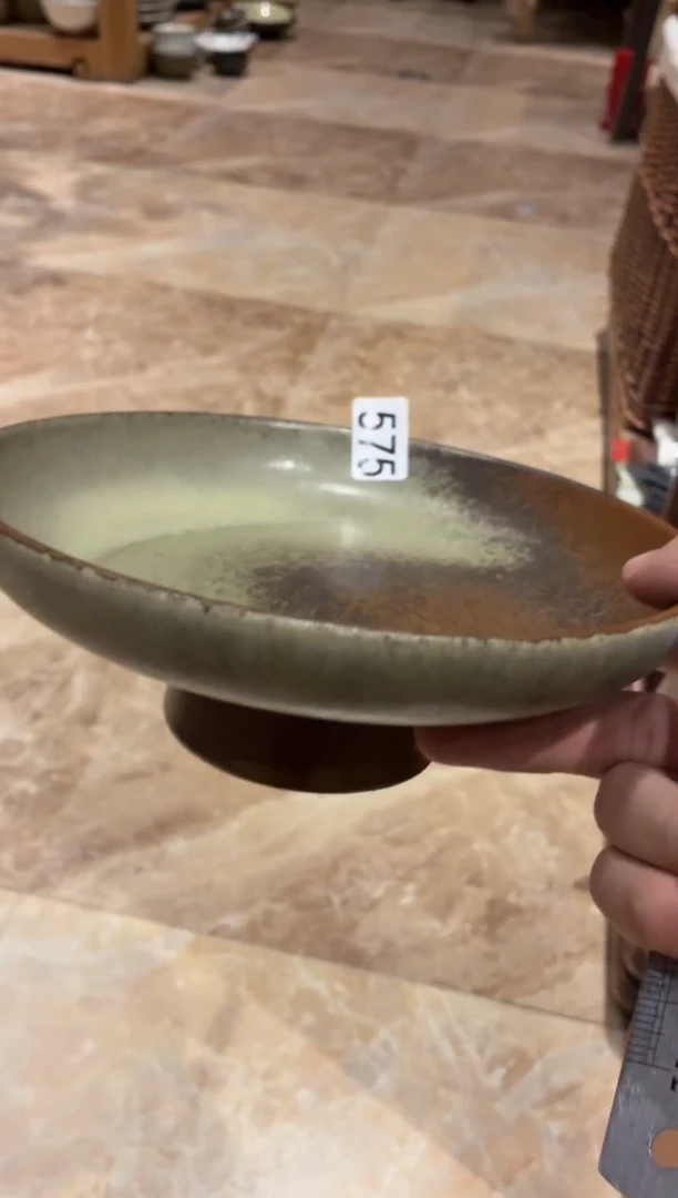 瓷片好*力575 青灰高足盘1个