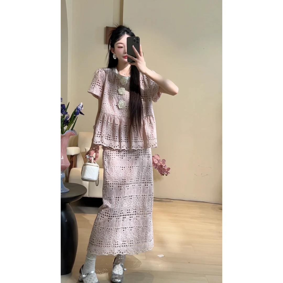 温温 桃之夭夭套装 欧若风 夏款上新小众炸街高级感女装
