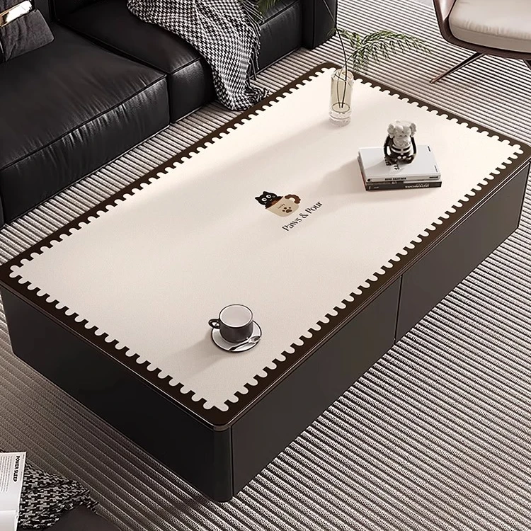 奶油风轻奢高级感茶几垫餐桌垫防水防油防烫免洗桌布客厅台面垫