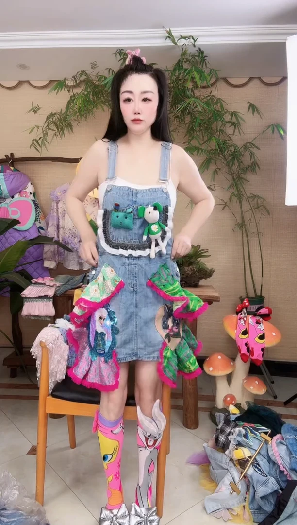 宝*孤品牛仔背带裤