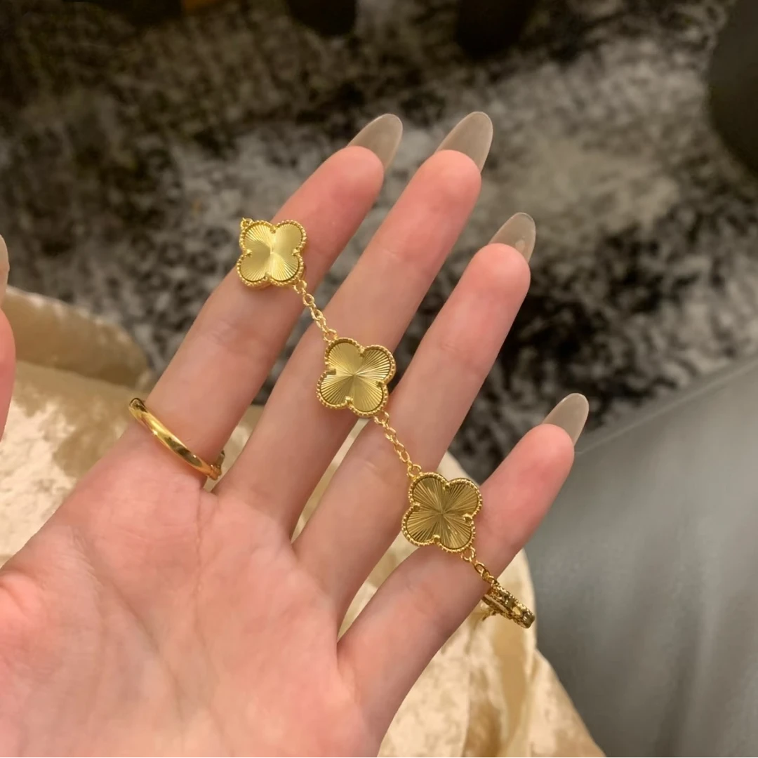 铜合金手链 新中式四叶草五花手链女新款轻奢小众精致首饰