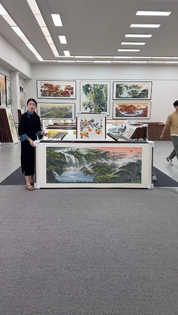 国画手绘219*88旭日东升