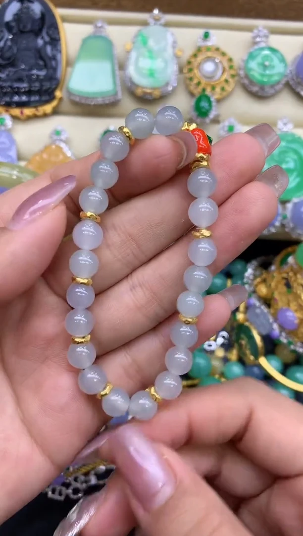 足金镶嵌手链翡翠126-中国好珍宝